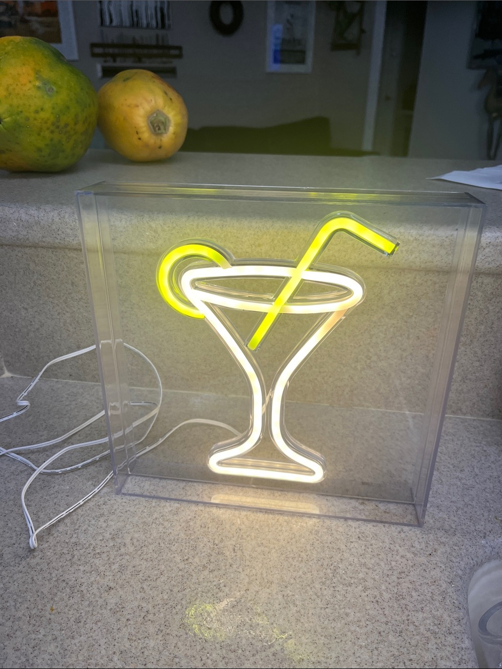 Source Unknown Neon Martini Sign in Yellow and White